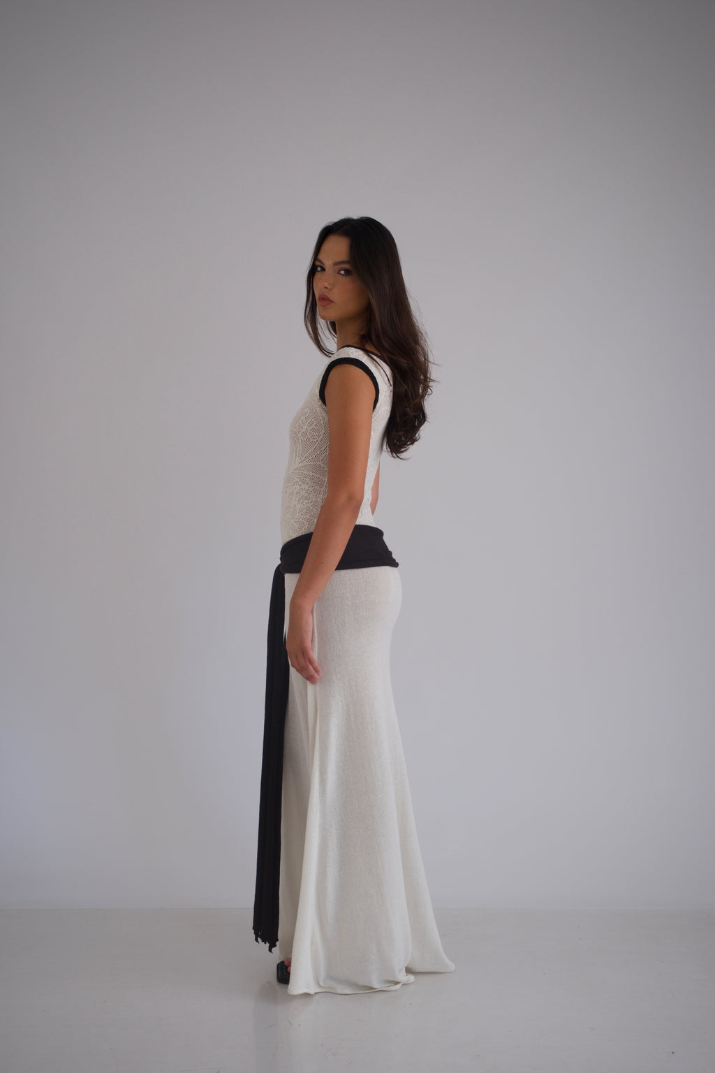 Nyra Dress White and Black